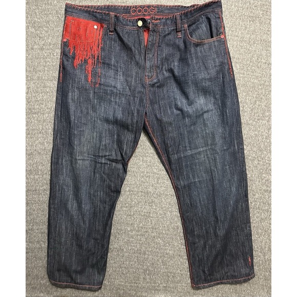 Vintage Y2K Coogi Baggy Wide Leg Jeans Men's 44x35 Embroidered Jnco Style Pants - Picture 2 of 6